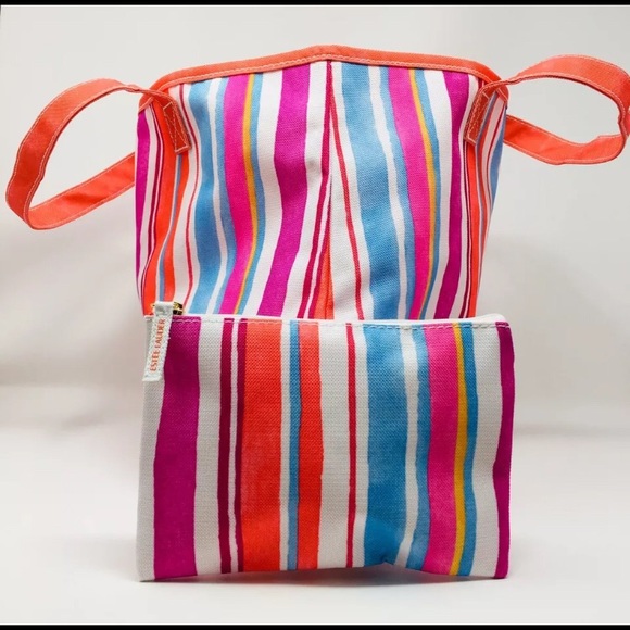 New 2 Piece Rainbow Stripe Tote Bag - Picture 4 of 7